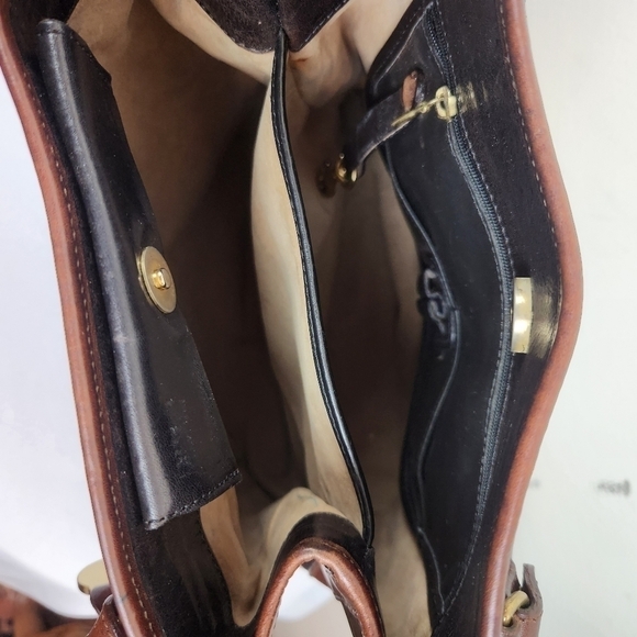 Brahmin Vintage Leather Shoulder Bag Brown Black With Hang Tag - Picture 7 of 11